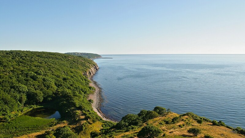 Coastal Cliff and Sea — Green, Serene