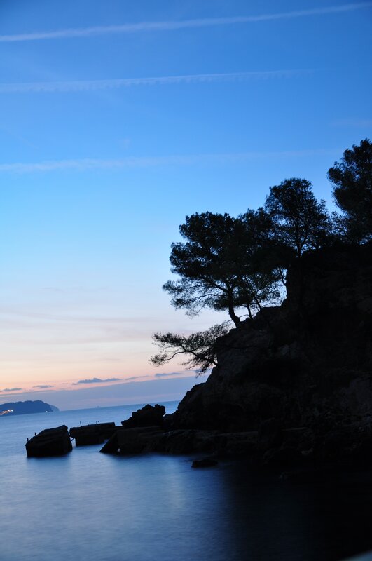 coastal cliff at dusk