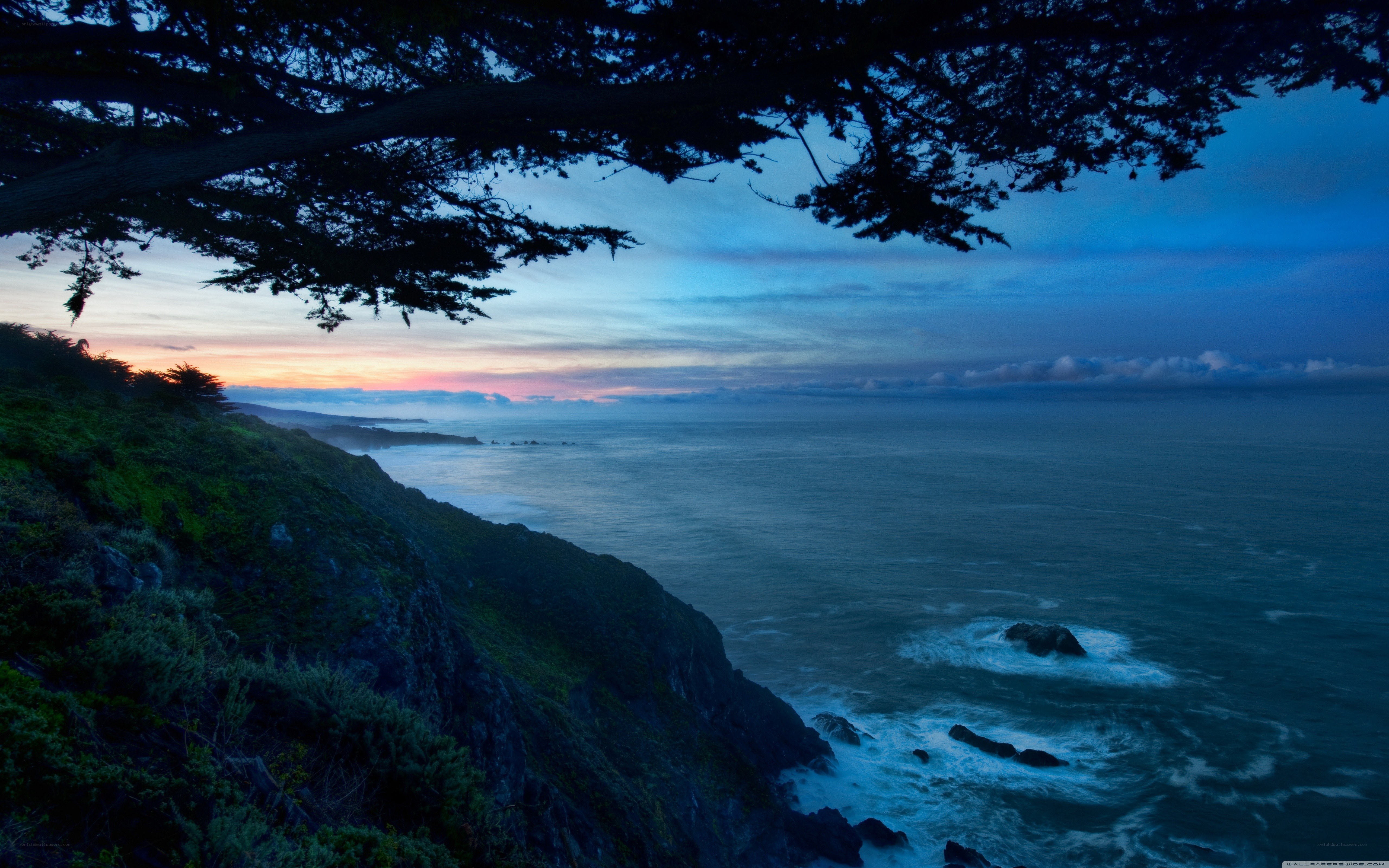 coastal cliff at dusk
