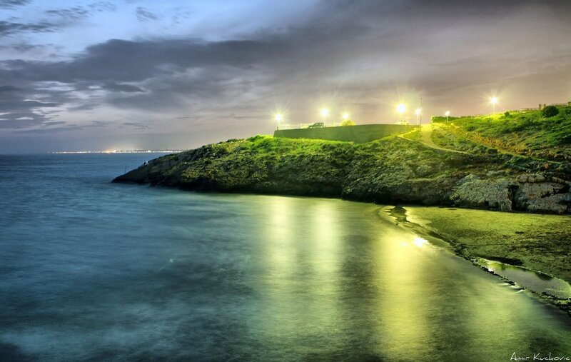 Coastal Cliff at Dusk — Blue, Dramatic