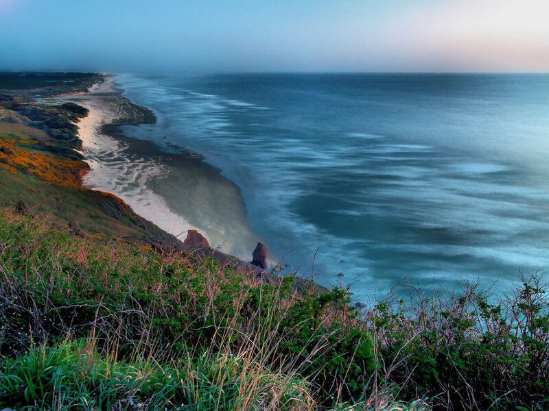 Coastal Cliff at Dusk — Blue