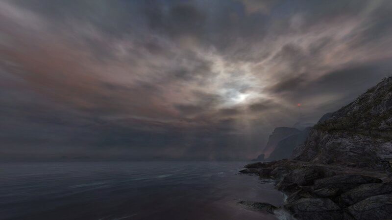 Coastal Cliff at Dusk — Gray, Dramatic