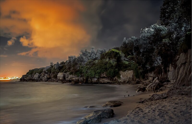 coastal cliff at sunset