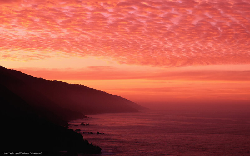 Coastal Cliff at Sunset — Red