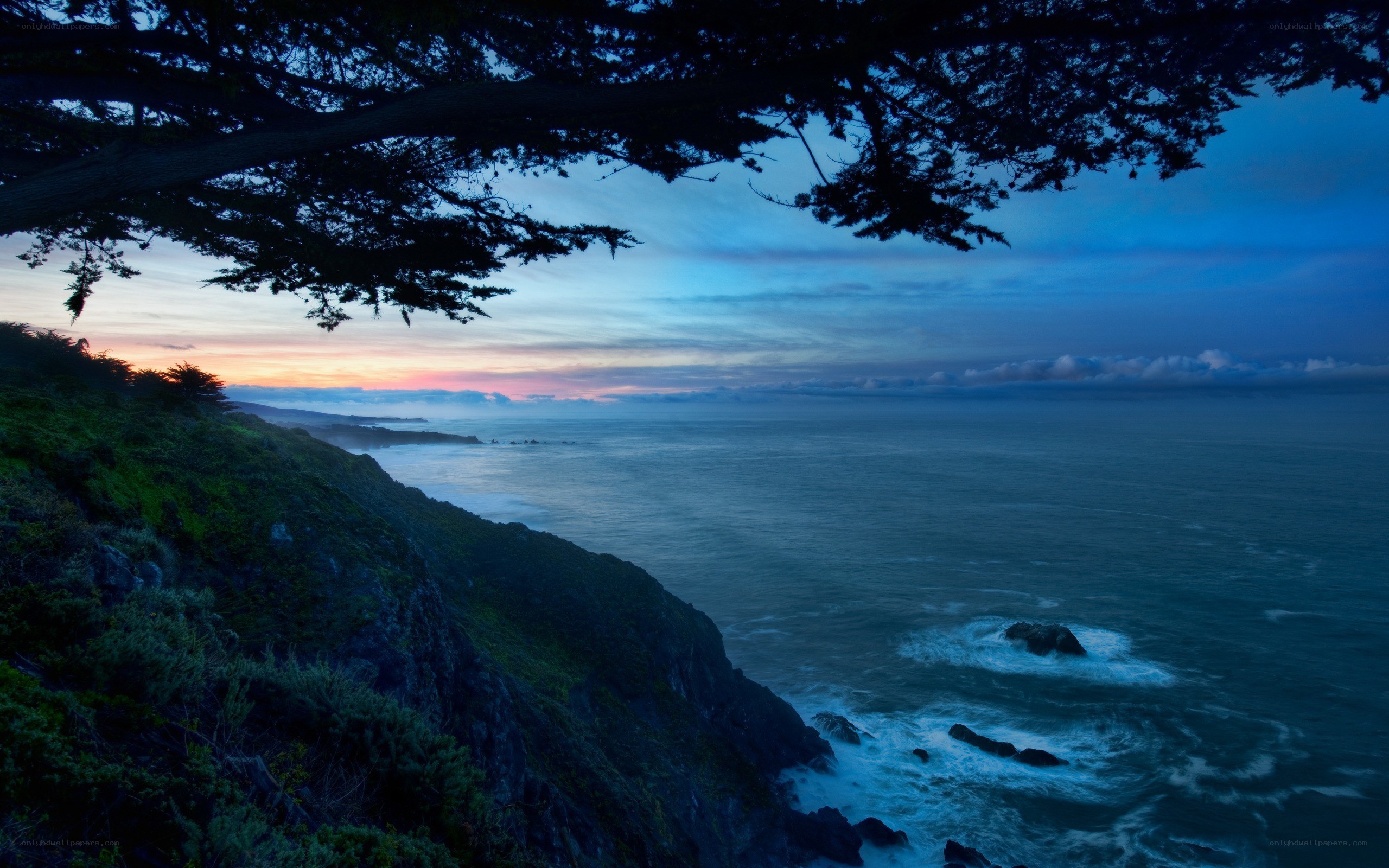 Coastal cliff at twilight