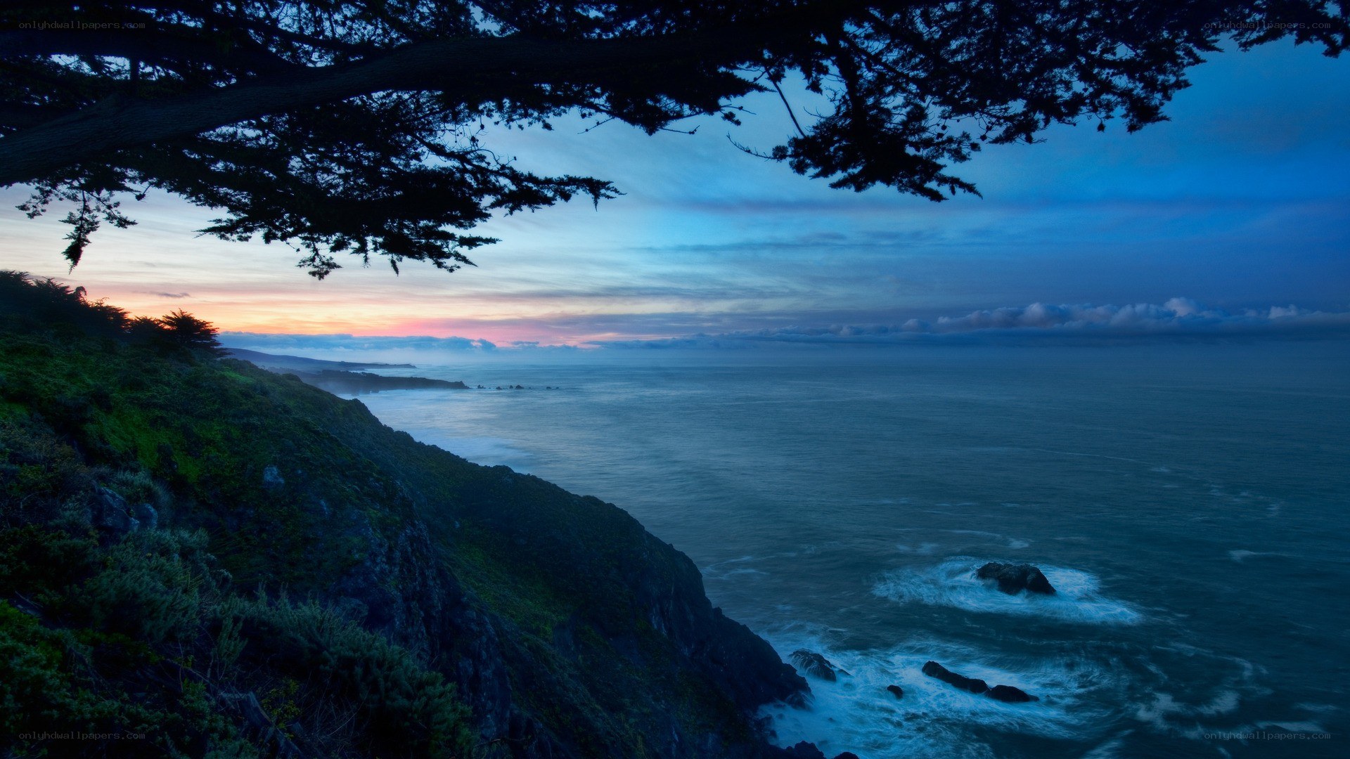 Coastal cliff at twilight