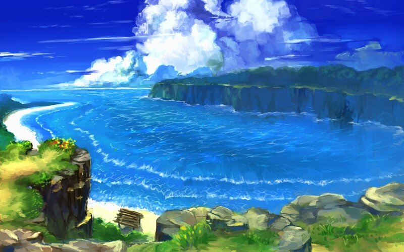 Coastal Cliff Landscape — Blue, Serene, Afternoon