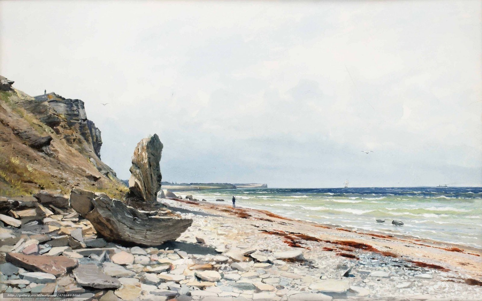 Coastal cliff landscape painting
