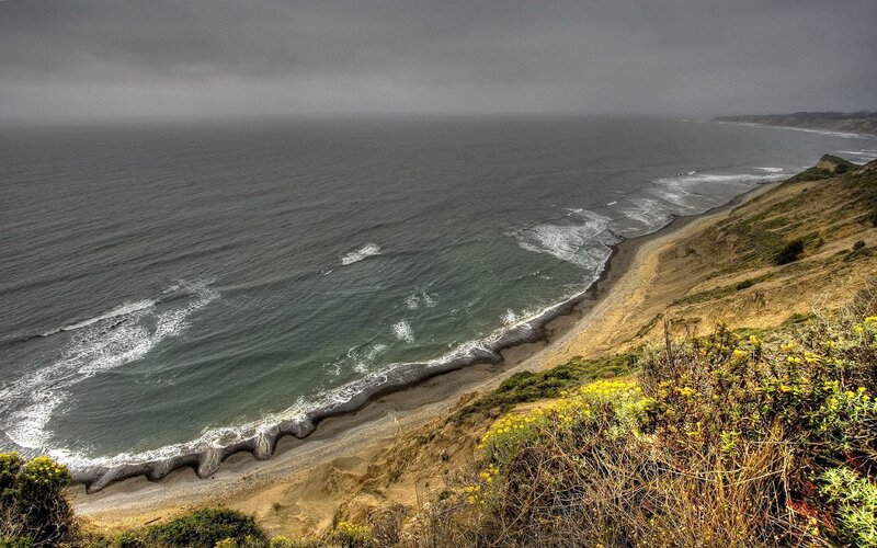 Coastal Cliff Overlooking Ocean — Gray