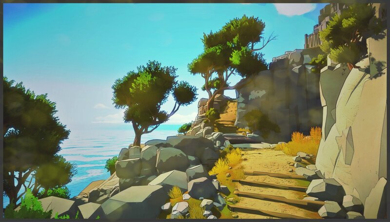 Coastal Cliff Path — Blue, Serene