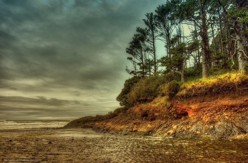 coastal cliff under stormy sky