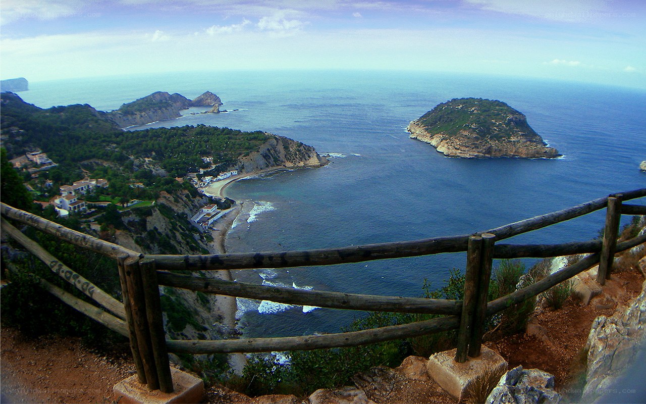 coastal cliff view with island