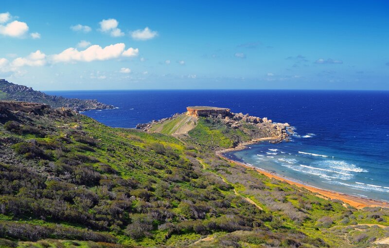 Coastal Cliff with Beach — Blue