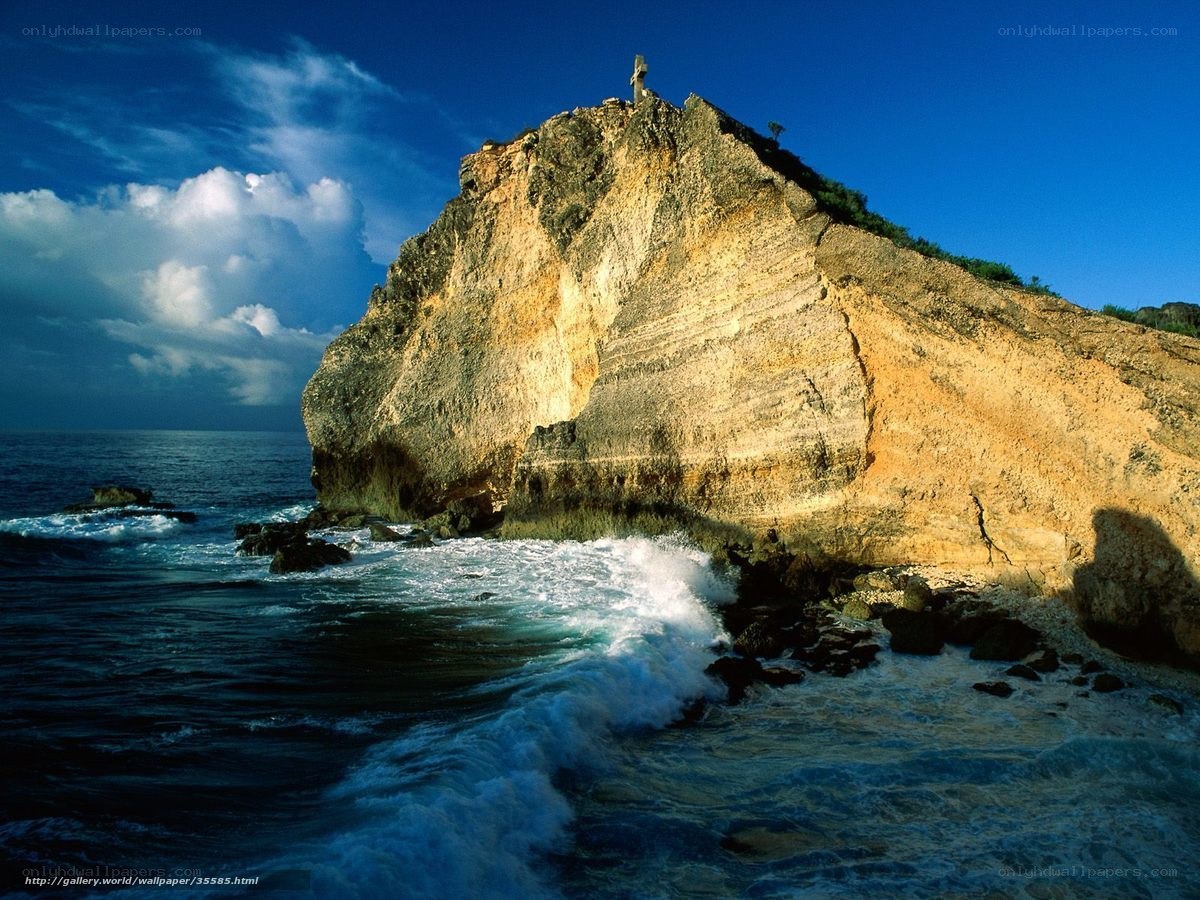Coastal cliff with cross