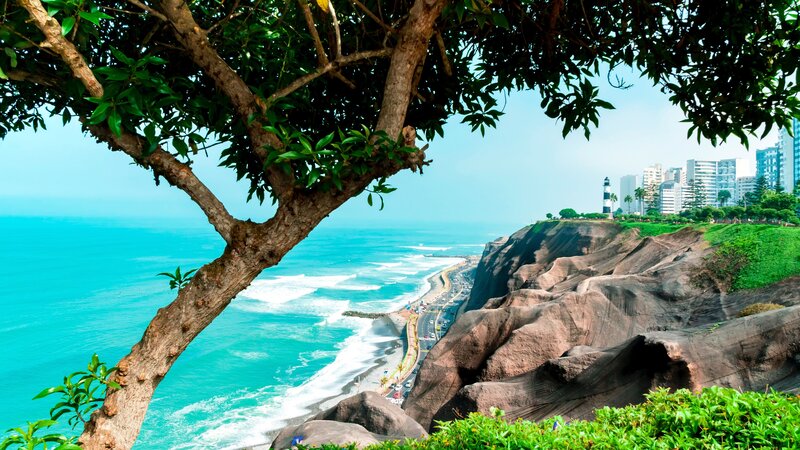 Coastal Cliff with Lighthouse — Blue, Serene, Afternoon