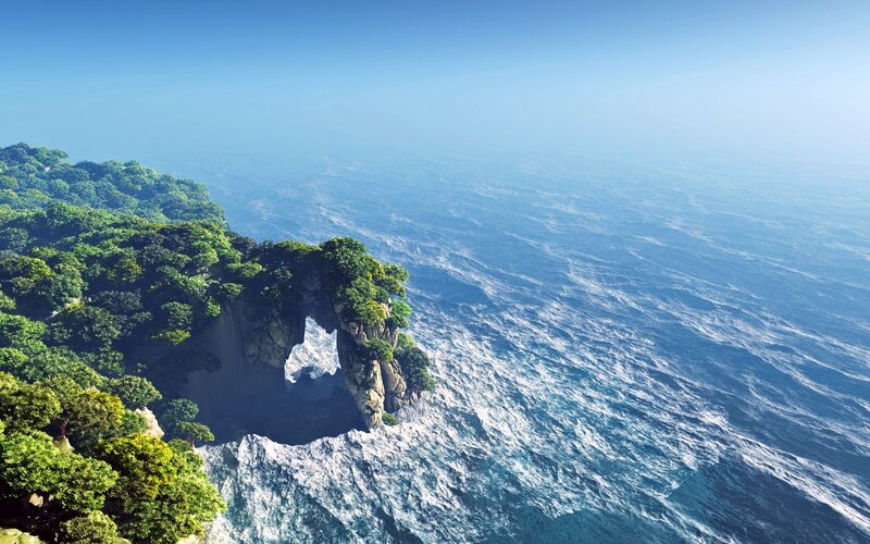 coastal cliff with natural arch