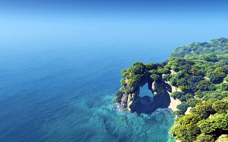 coastal cliff with natural arch