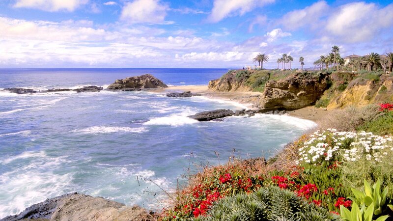Coastal Cliff with Ocean — Blue, Serene, Afternoon, Photograph, Cliffs