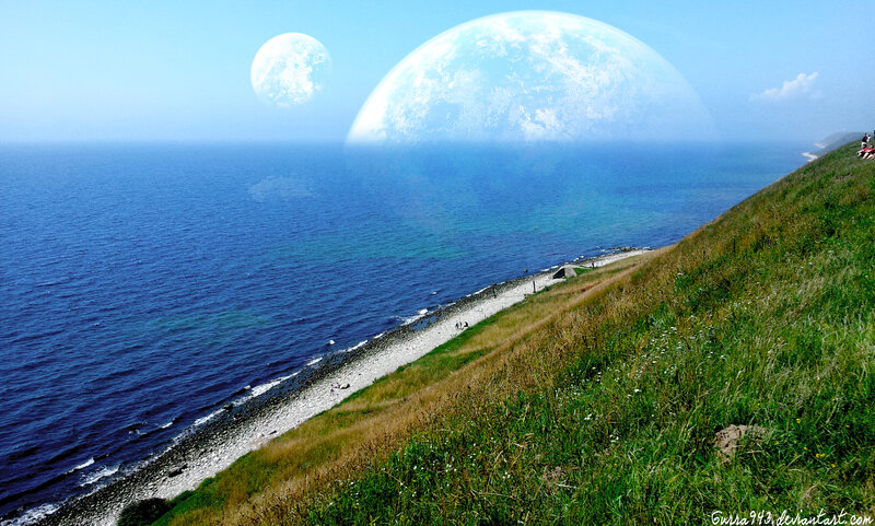 Coastal Cliff with Planets