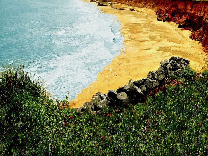 coastal cliff with sandy beach
