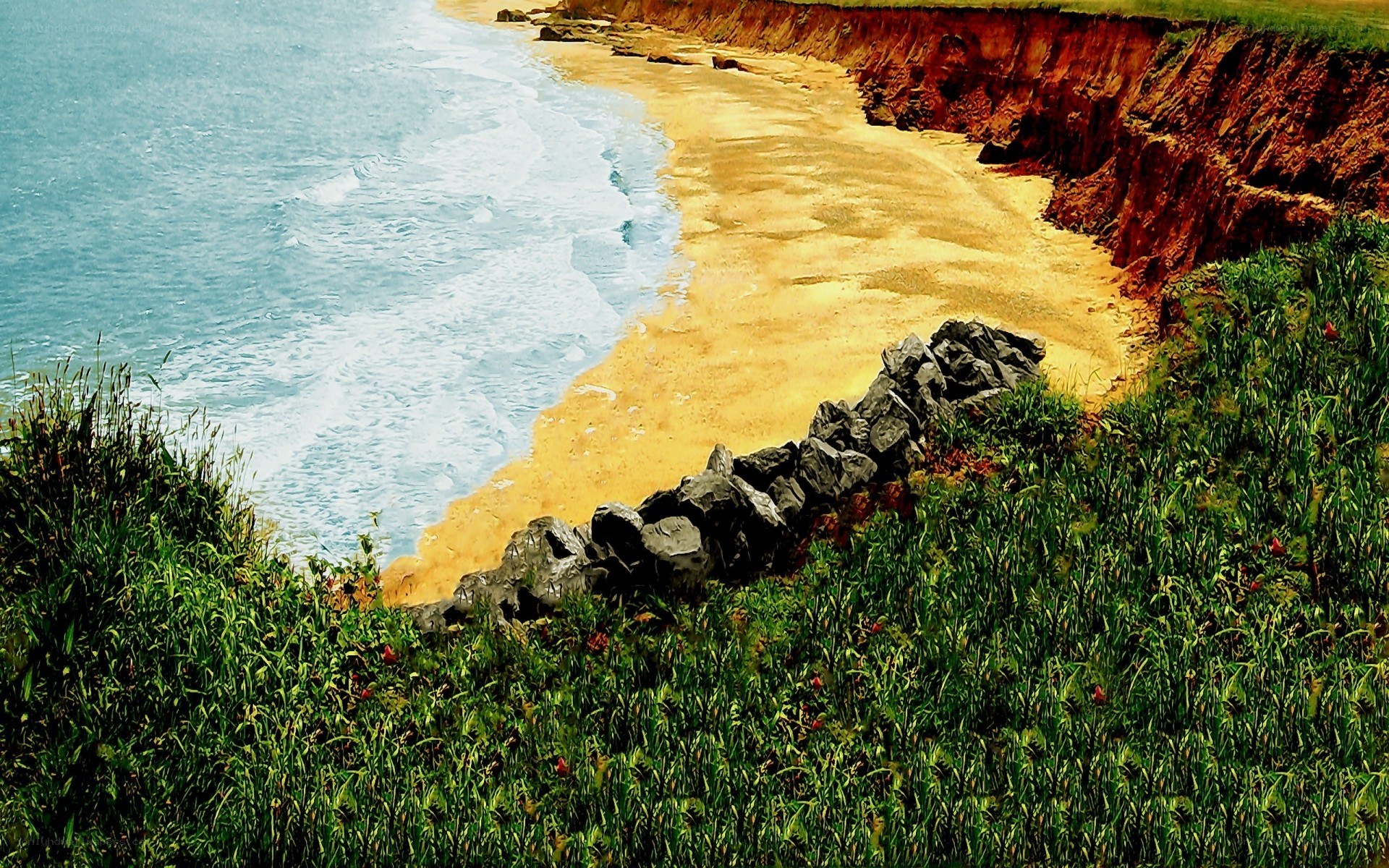 coastal cliff with sandy beach