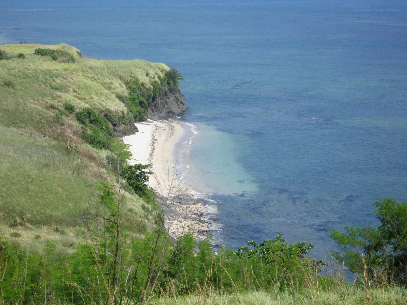 coastal cliff with sandy cove