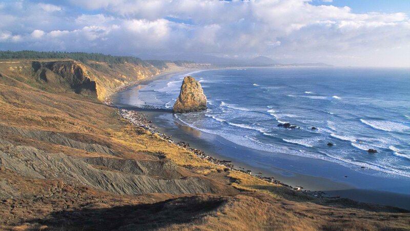 Coastal Cliff with Sea Stack — Blue, Dramatic