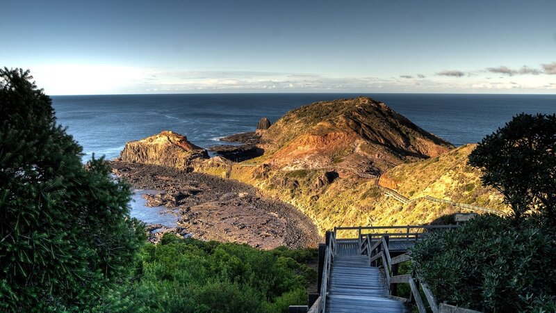 Coastal Cliff with Wooden Walkway