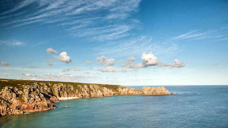 Coastal Cliffs and Bay — Blue, Serene, Afternoon