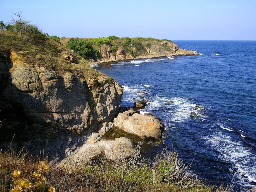 coastal cliffs and blue sea