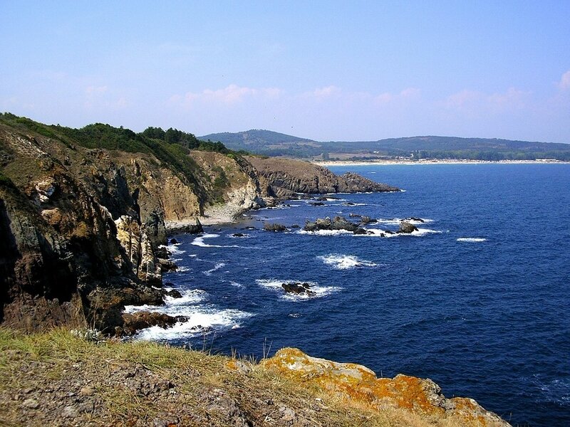 coastal cliffs and blue sea