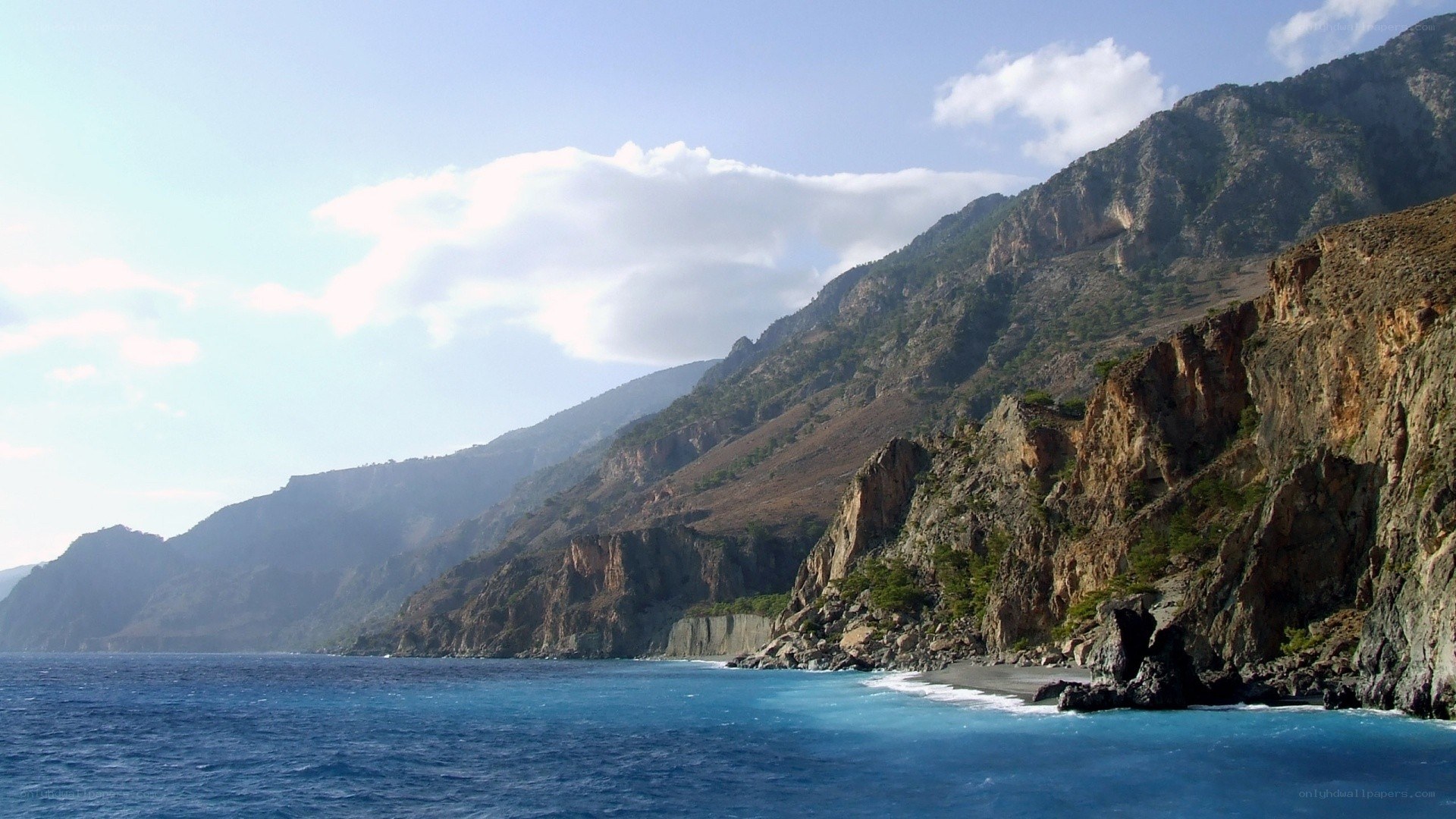 coastal cliffs and blue sea