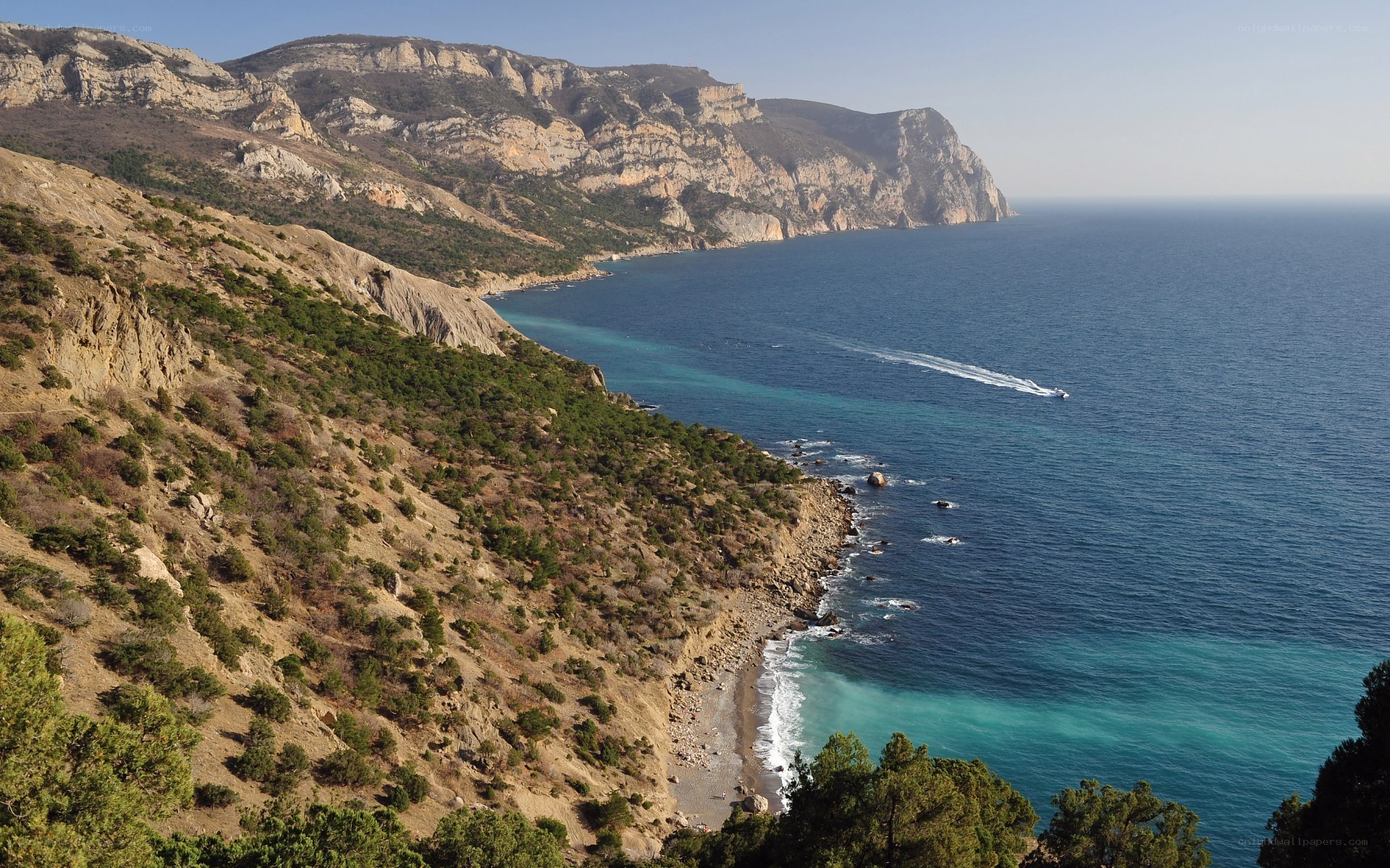 coastal cliffs and blue sea