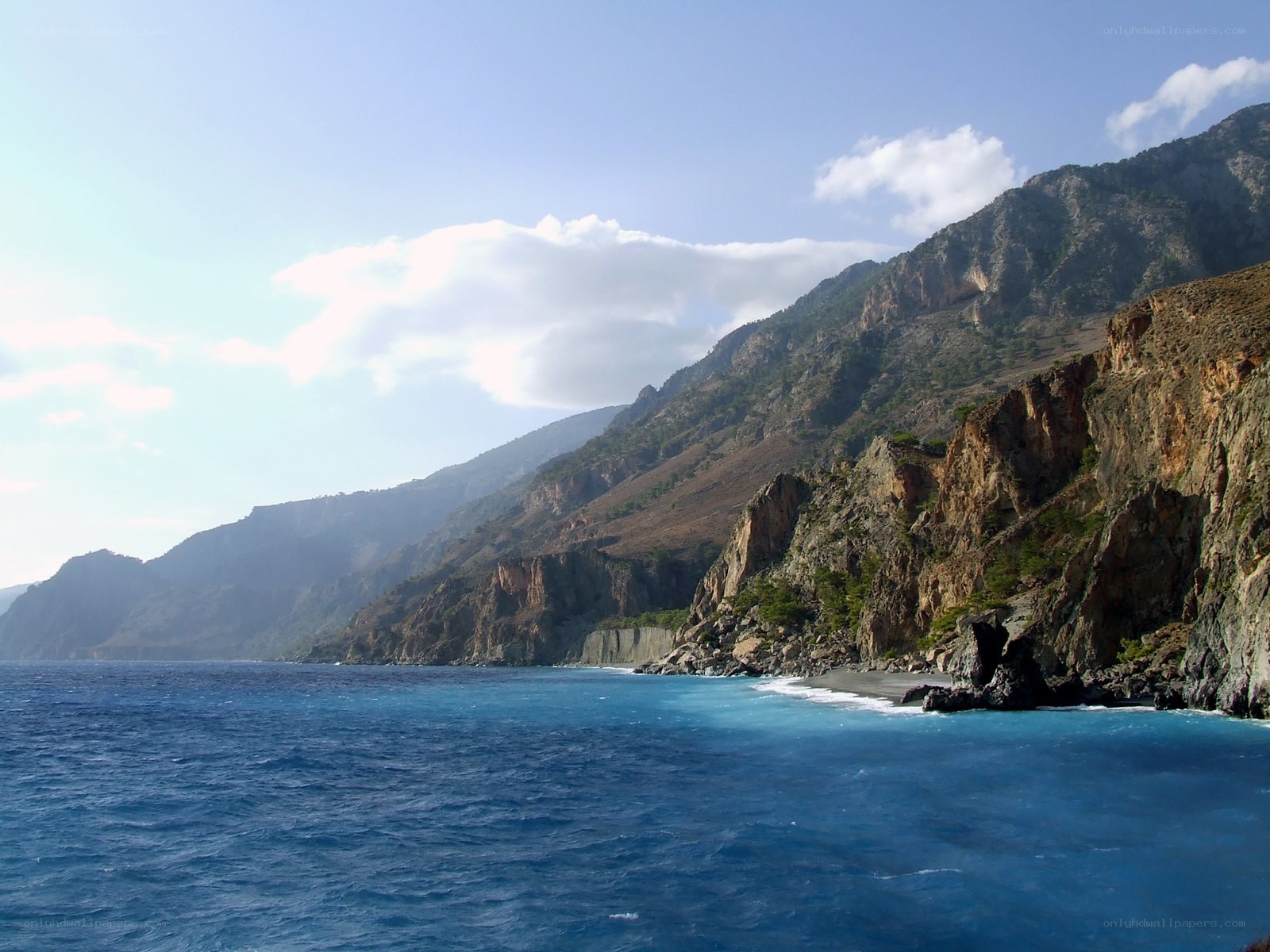 coastal cliffs and blue sea