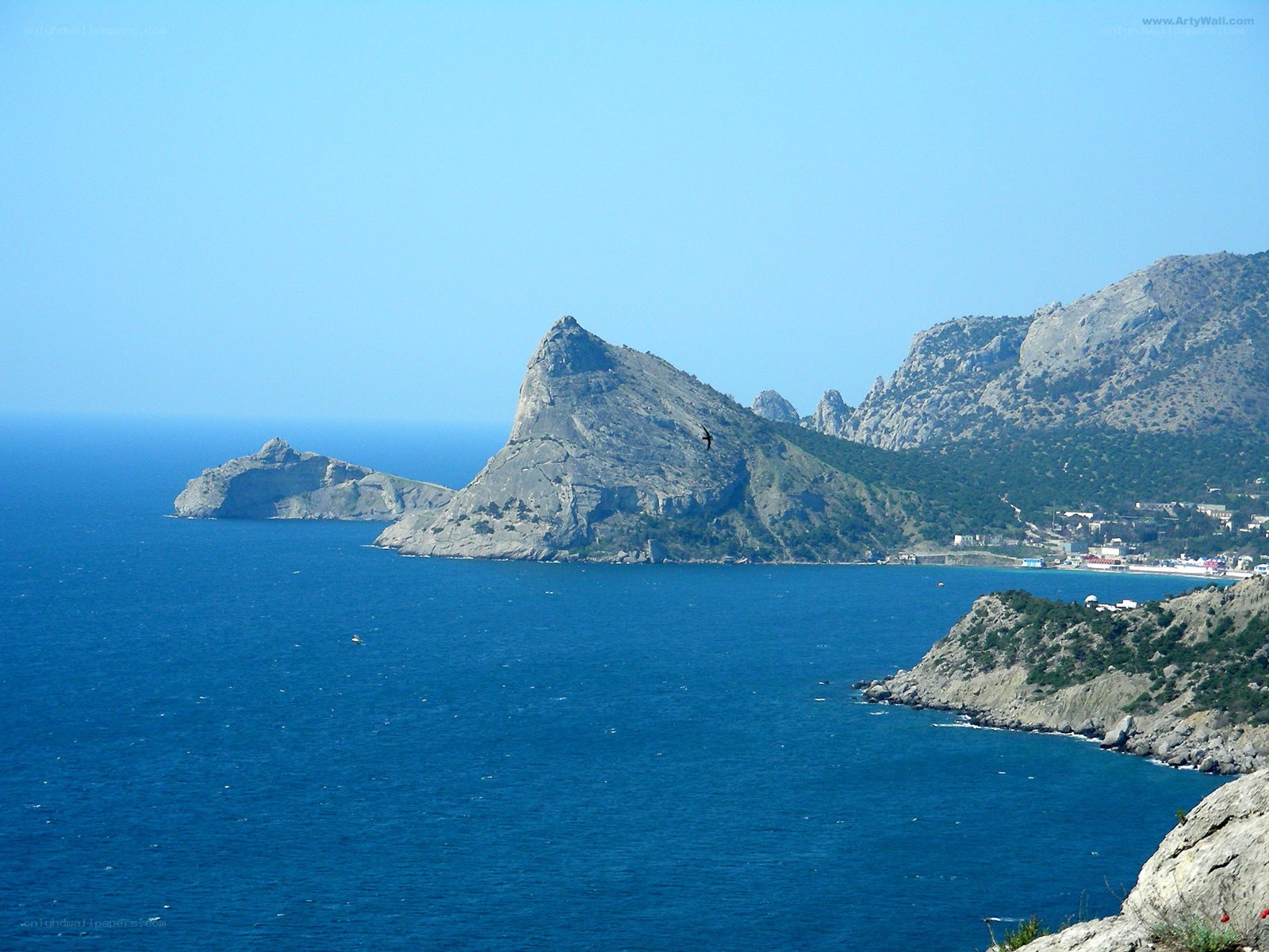 coastal cliffs and blue sea