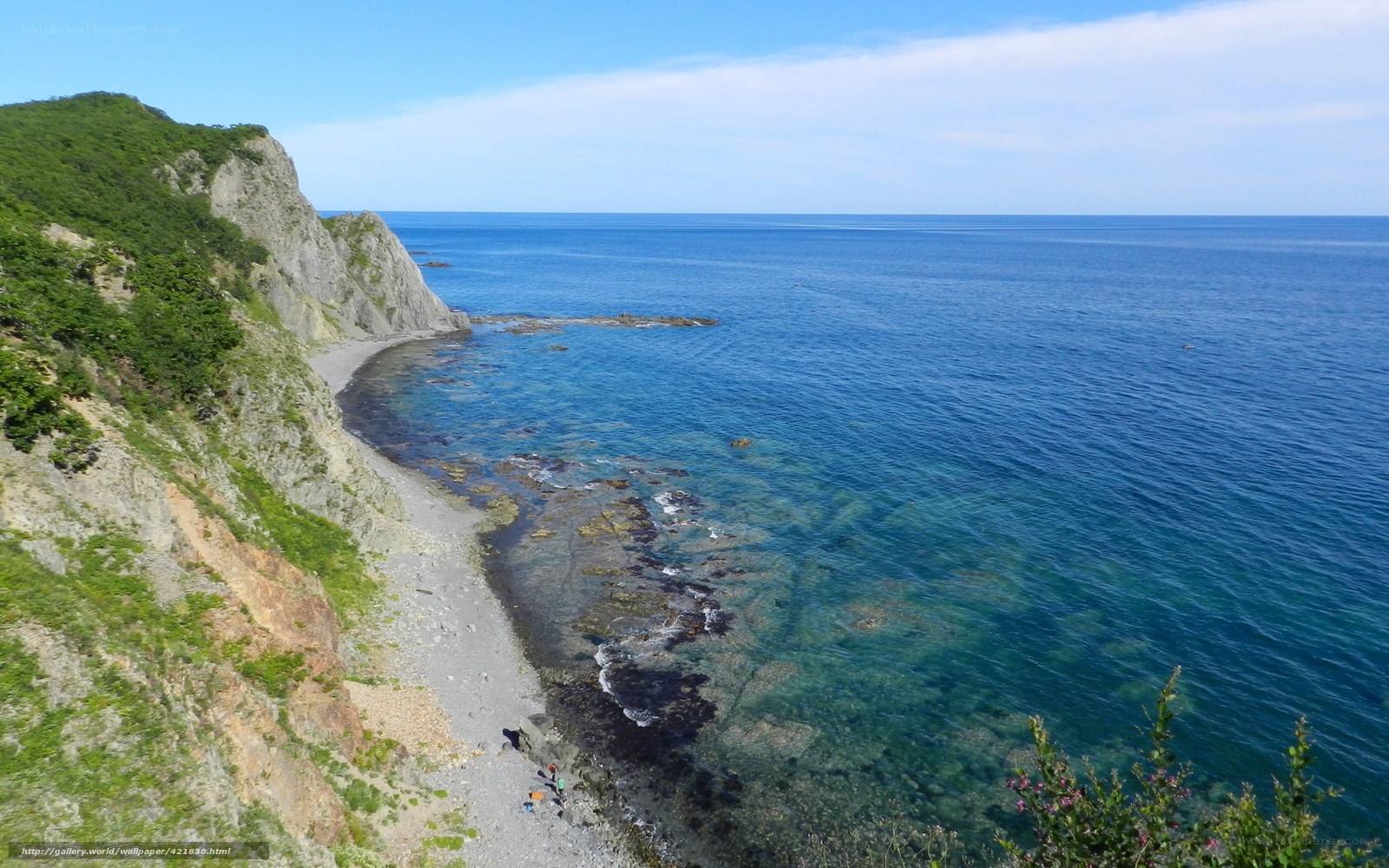 coastal cliffs and clear blue sea