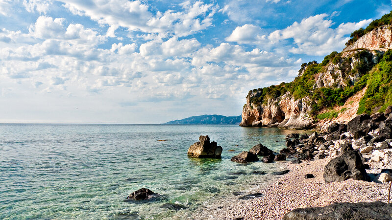 coastal cliffs and clear sea