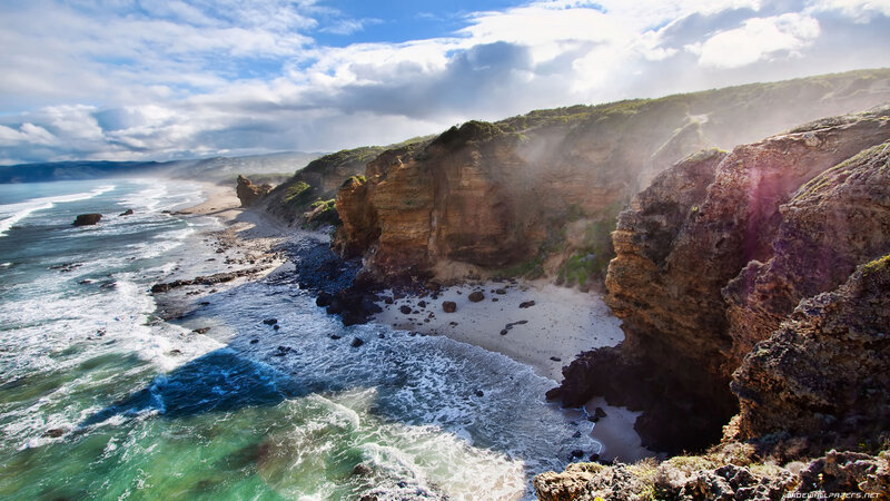 Coastal Cliffs and Ocean — Blue, Dramatic, Afternoon, Photograph, Beach