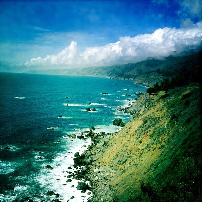 Coastal Cliffs and Ocean — Blue, Dramatic, Afternoon, Photograph, Clouds, Rocks