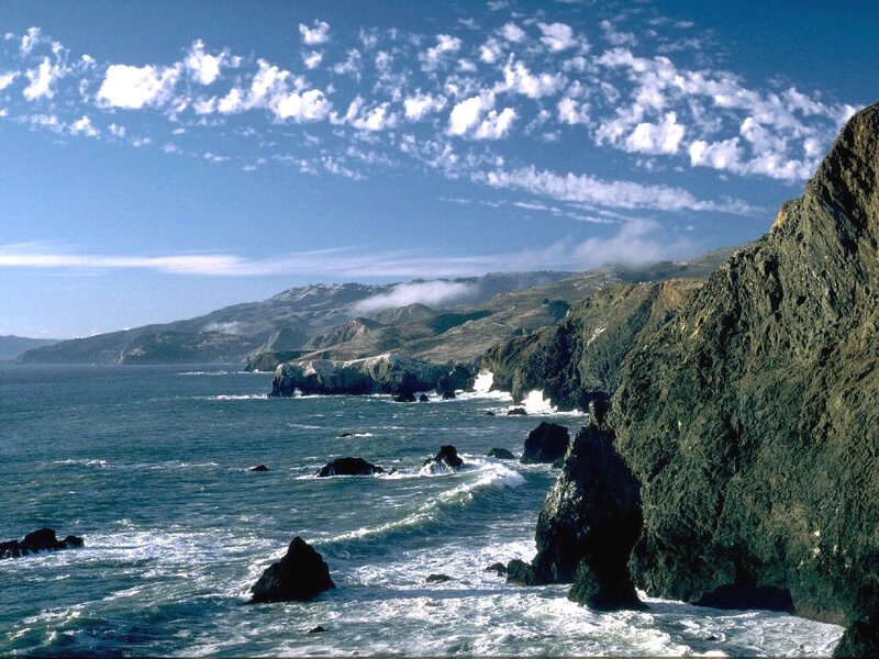 Coastal Cliffs and Ocean — Blue, Dramatic, Afternoon, Photograph, Rocks