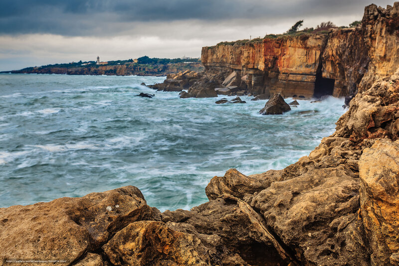 Coastal Cliffs and Ocean — Blue, Dramatic, Photograph, Lighthouse
