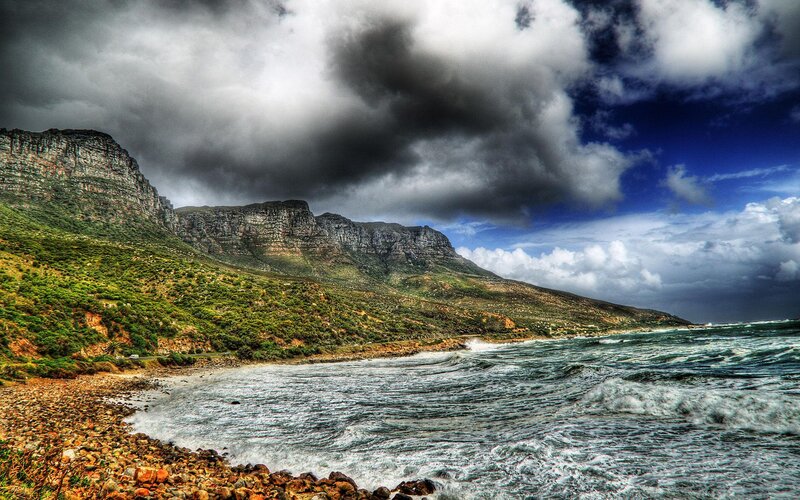 Coastal Cliffs and Ocean — Blue, Dramatic, Photograph, Mountains