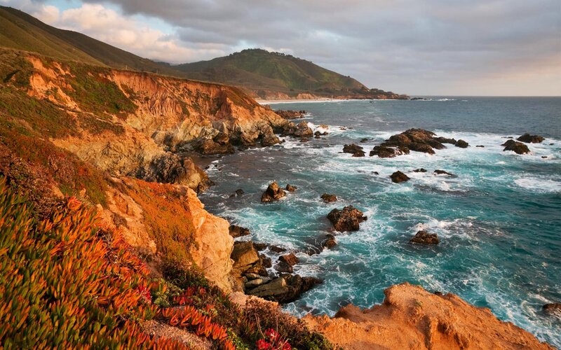 Coastal Cliffs and Ocean — Blue, Dramatic, Sunset