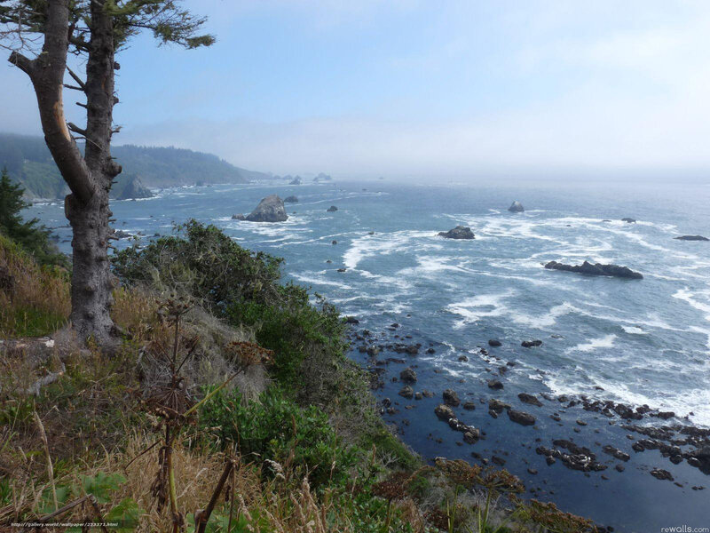 Coastal Cliffs and Ocean — Blue, Misty, Morning