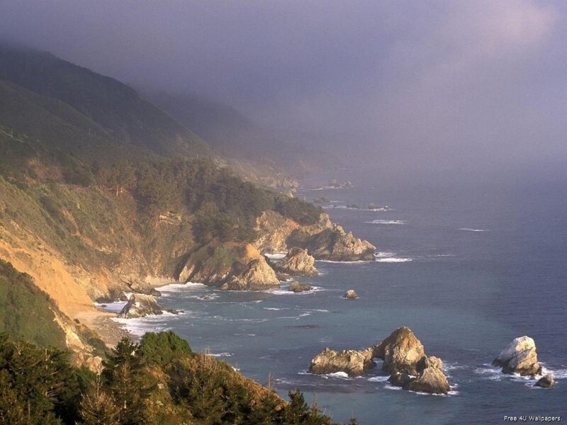 Coastal Cliffs and Ocean — Blue, Misty