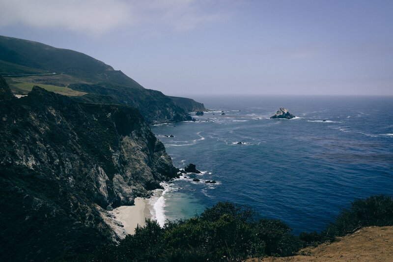 Coastal Cliffs and Ocean — Blue, Serene, Afternoon, Photograph, Beach, Island