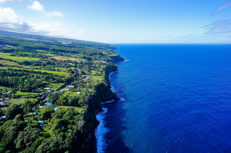 Coastal Cliffs and Ocean — Blue, Serene, Afternoon, Photograph, Green Hills