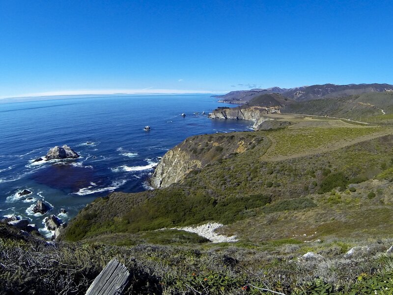 Coastal Cliffs and Ocean — Blue, Serene, Afternoon, Photograph, Mountains, Road, Rocks