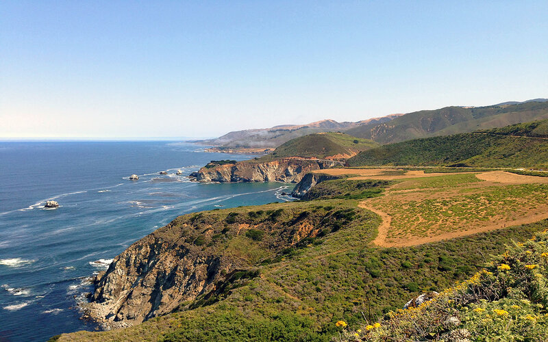 Coastal Cliffs and Ocean — Blue, Serene, Afternoon, Photograph, Mountains, Road