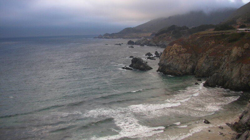 Coastal Cliffs and Ocean — Gray